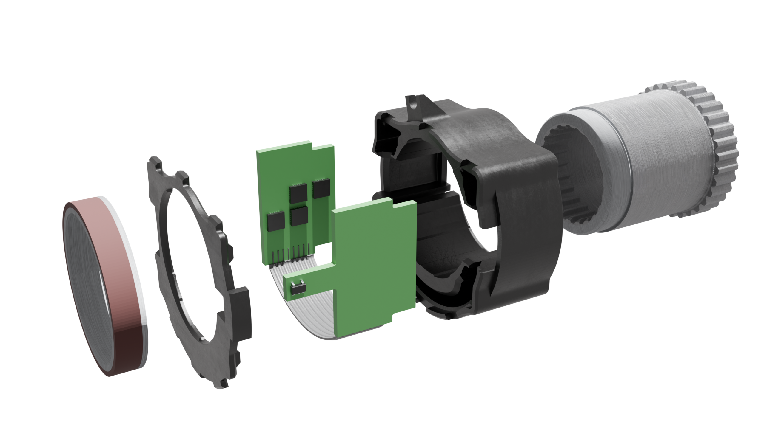 exploded view of magnetomechanical torque sensor